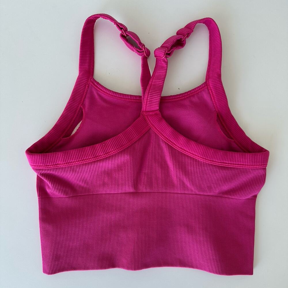 Alo Sports Bra Womens Small Pink Summer Ribbed Favorite Tank Yoga Seamless Gym - Picture 5 of 11